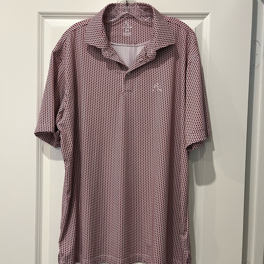 Rhoback Men's “The Don’t Mess” Polo Shirt in Maroon, size XL